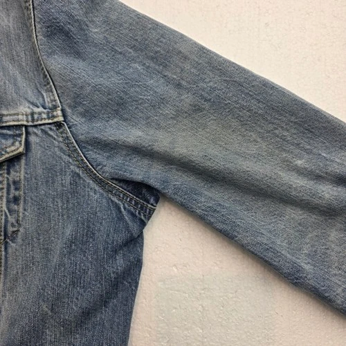 Levis Mens Trucker Jacket Light Wash Blue Denim Button Front Size L image 7