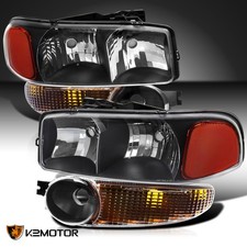 Fits 2000-2006 Gmc Sierra 1500 2500 Yukon Xl Denali Black Headlightsbumper Lamp Fits 2000-2006 Gmc Sierra 1500 2500 Yukon Xl Denali Black Headlightsbumper Lamp