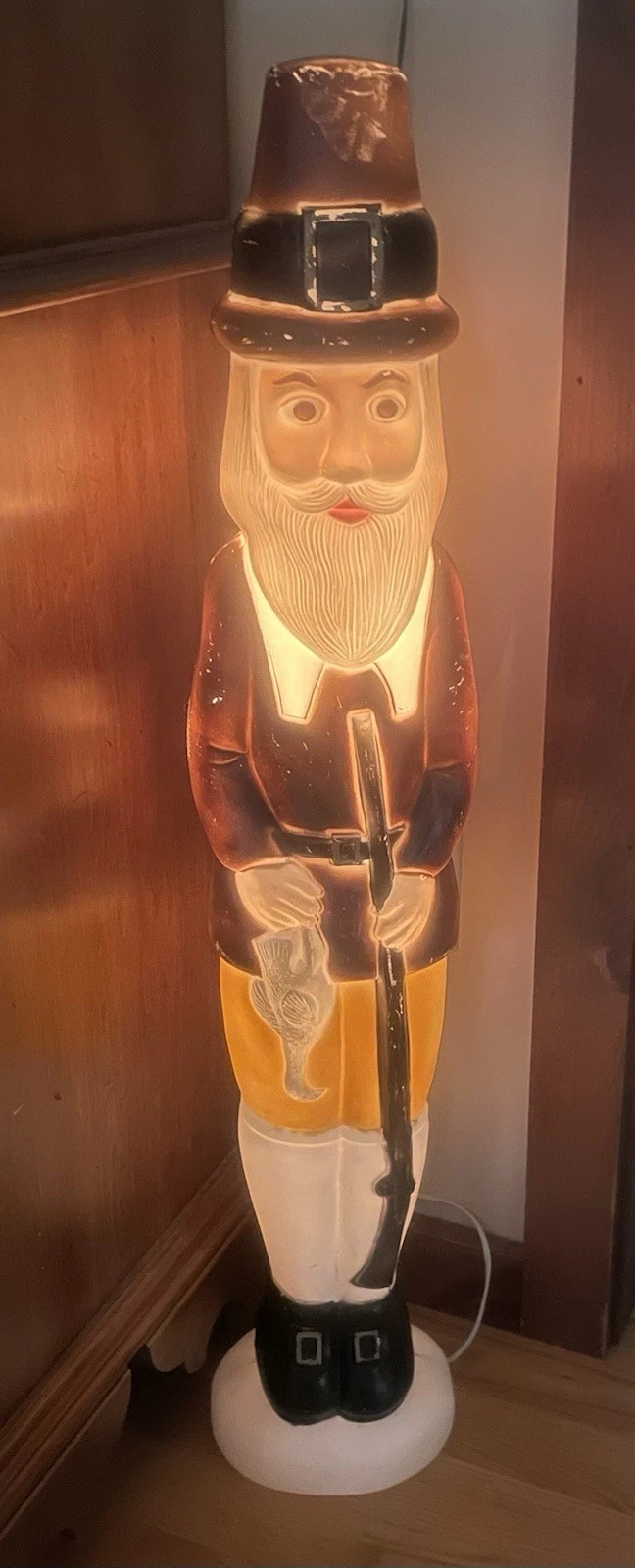 Vintage Union Products Pilgrim Man Thanksgiving Blow Mold Light Up