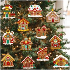 Gingerbread House Ornaments Christmas Tree Decoration - 12pcs Gingerbread Hou...