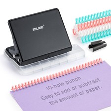 10-Hole Binding Machine for Planners - Metal Manual Binding System with 10 Mu...