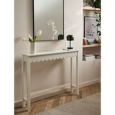 Ivory Scalloped Console Table 100×20×80cm Slim Hallway Radiator Shelf