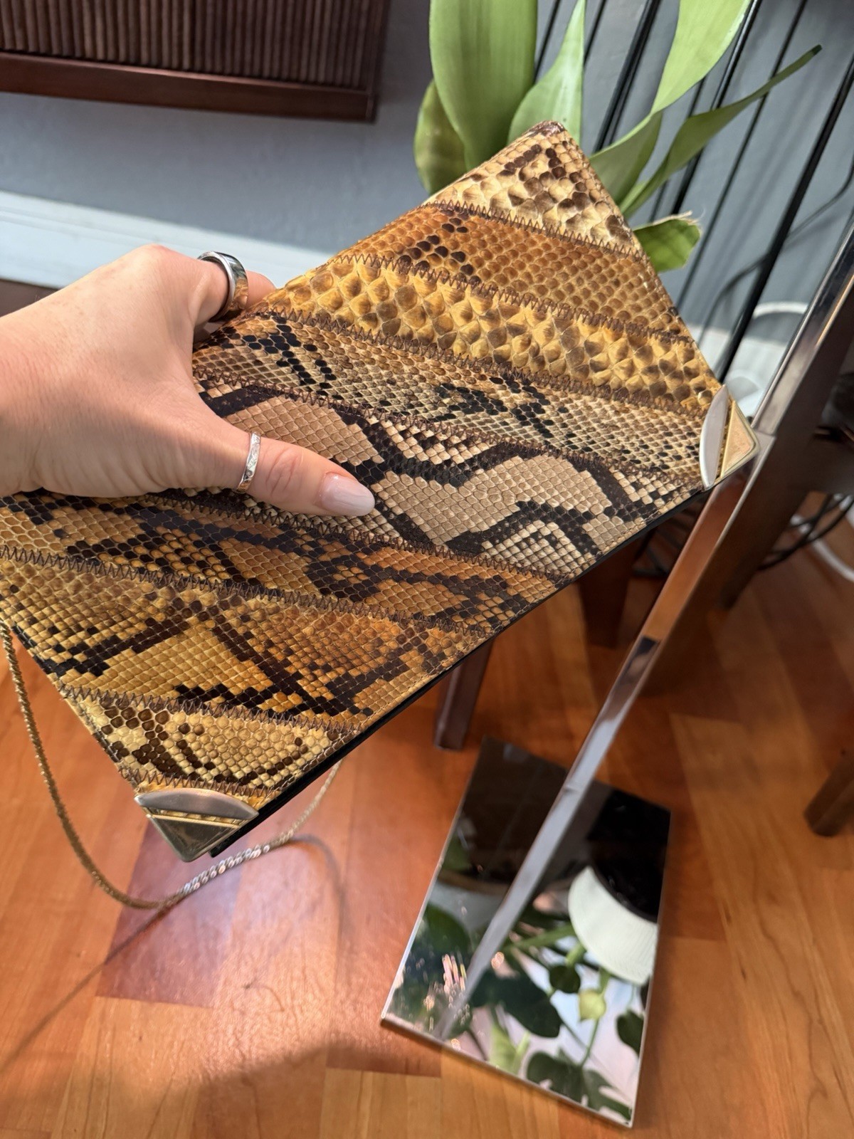 Throwback Clutch/Crossbody Python Skin 70s 80s Ba… - image 8