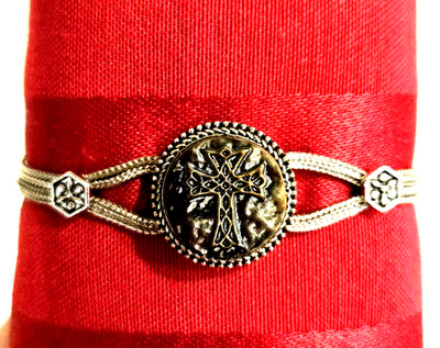 Ginger Snaps Silver Tone Multi Chain Toggle Bracelet Cross Interchangeable EUC