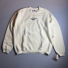 Vintage Lee Heavyweight Sweatshirt Cream Floral Embroidery Made in USA Womens L