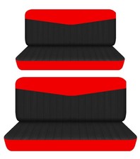 Front And Rear Bench Seat Covers Fits 1950-1970 Chevy Bel Air 4 Door Black Red Front And Rear Bench Seat Covers Fits 1950-1970 Chevy Bel Air 4 Door Black Red