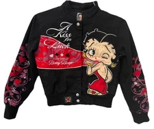 Vintage AUTHENTIC Betty Boop Button Down Jacket Size S Jeff Hamilton NASCAR 674)