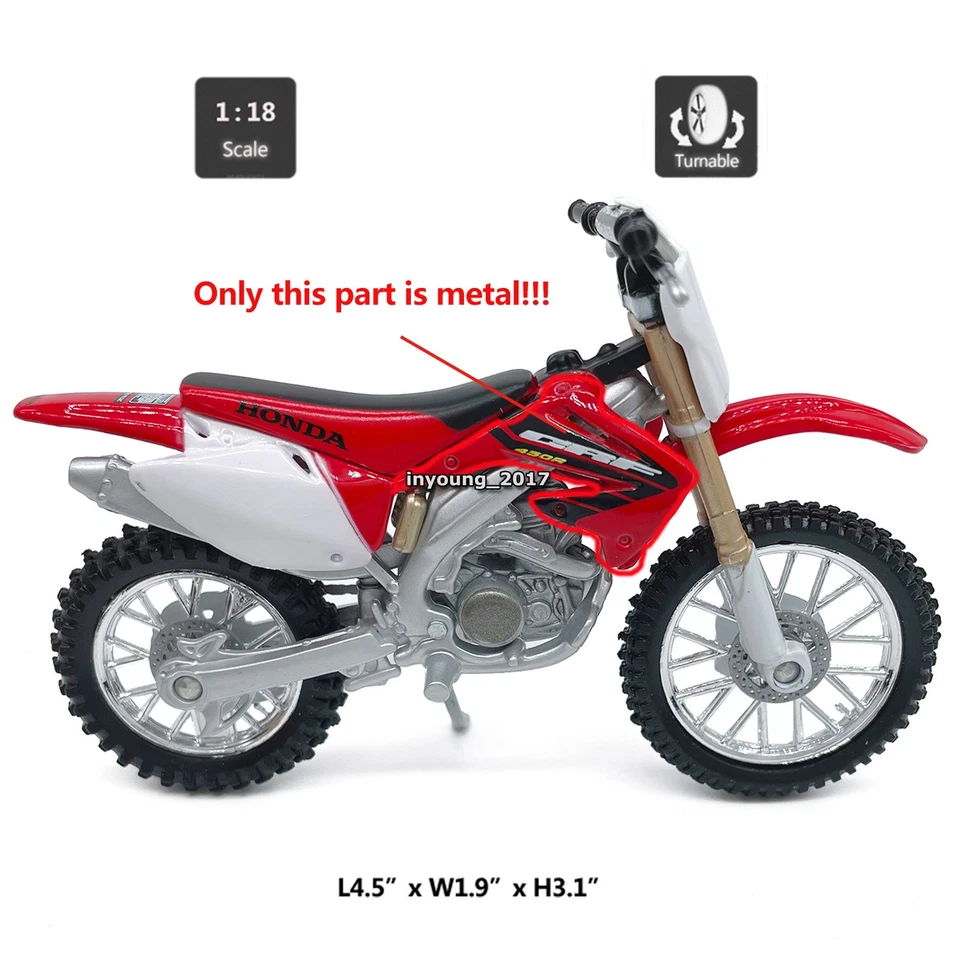 Modelo de motocicleta Honda CRF450R 1:18 moto diecast vehículo de juguete moto juguetes Foto 2 de 4