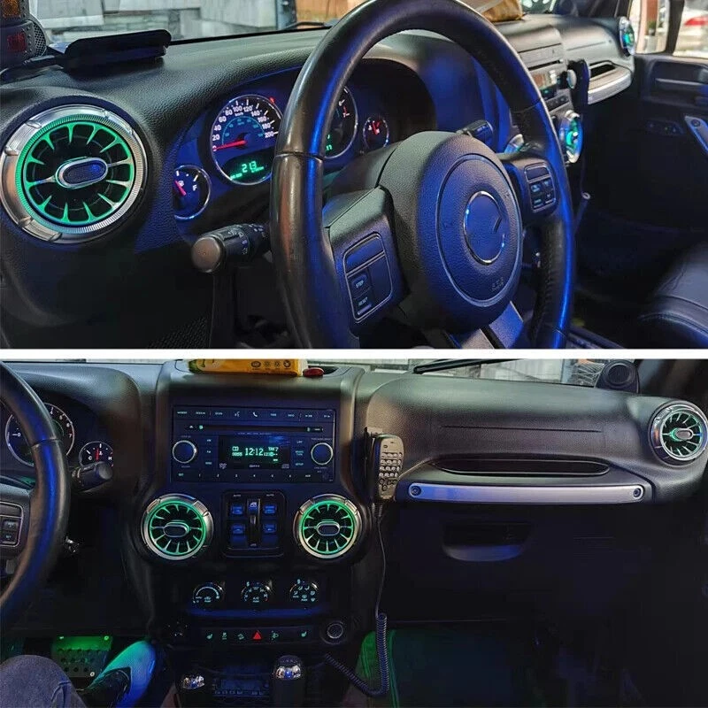 Lámpara de ambiente de entrada de ventilación de aire delantera 4 piezas luz LED para Jeep Wrangler JK 2011-2017 Foto 4 de 4