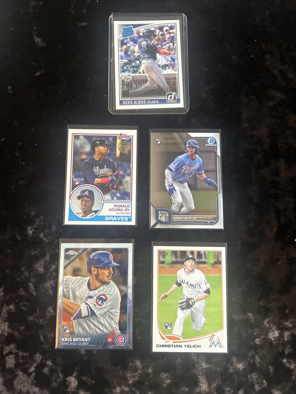 Baseball Card Lot 13 Albies Acuna Jr Witt Jr Bryant Yelich (5) Cards RC-image