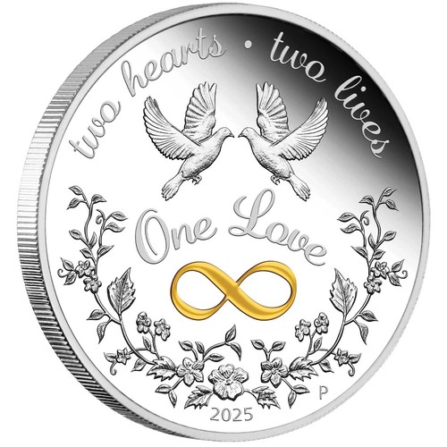Silbermünze One Love 2025 PP 1 oz farbig The Perth Mint