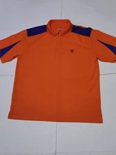 (#2)PGA Tour Pro Series Blue & Orang Shor Sleeve Polo Shirt 1/4 Zip Cool Play 