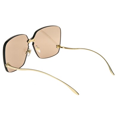GUCCI 0352 Metal Gold Brown Oversized Rimless Sunglasses GG0352S