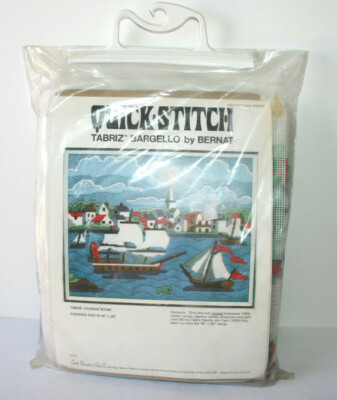 NEW Old Stock Bernat Quick Stitch Nautical Harbor Scene 16''x20'' Needlepoint Kit