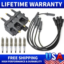 UF305 Ignition Coil & 6X Spark Plugs & Wires For 2007-2011 Jeep Wrangler V6 3.8L
