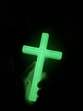 Glow in the Dark Christian Cross | 180mm, Green or Blue Ecofriendly 3D PLA ✝