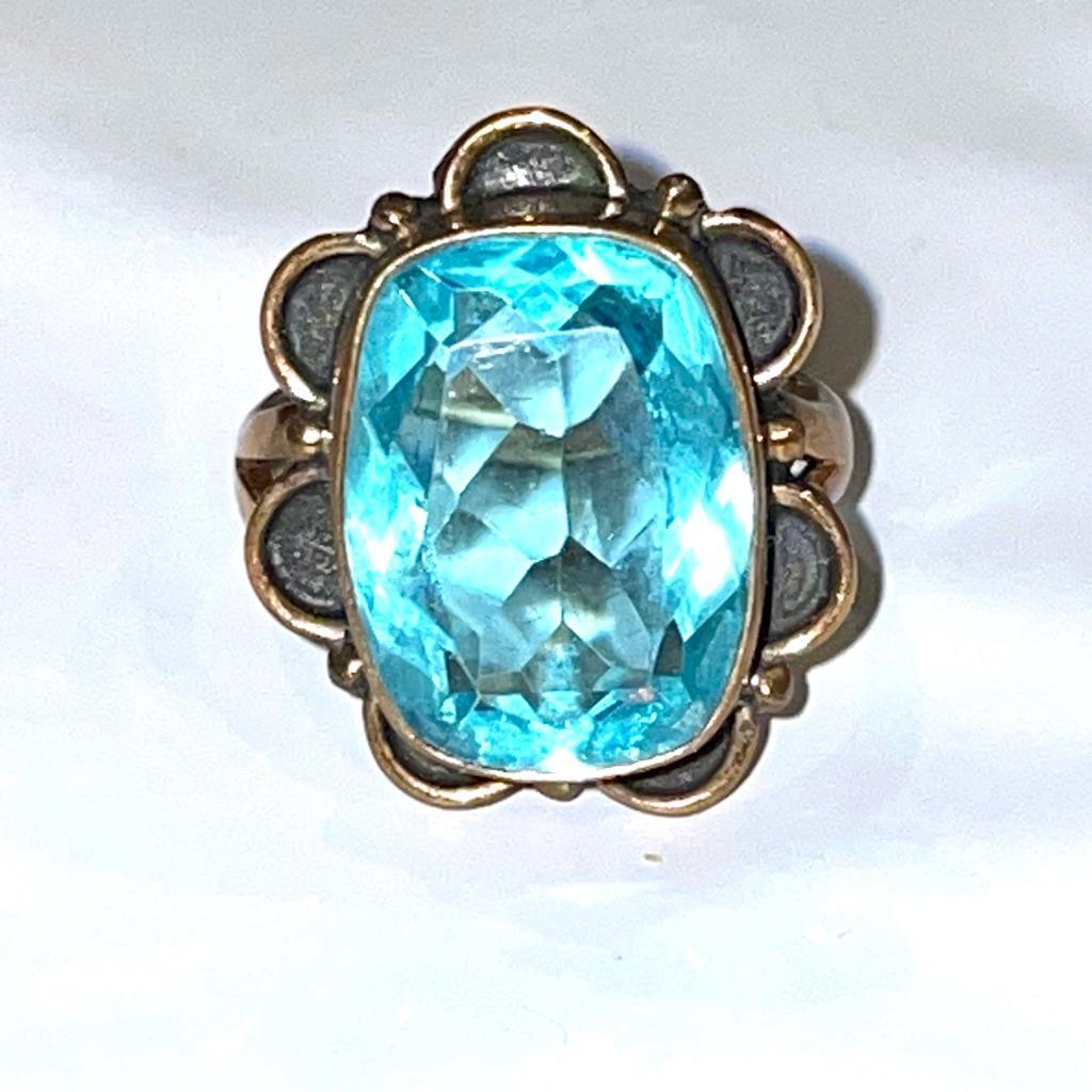 Blue Topaz Ring Brass 7 New Beginnings Fresh Start Life Direction Coven