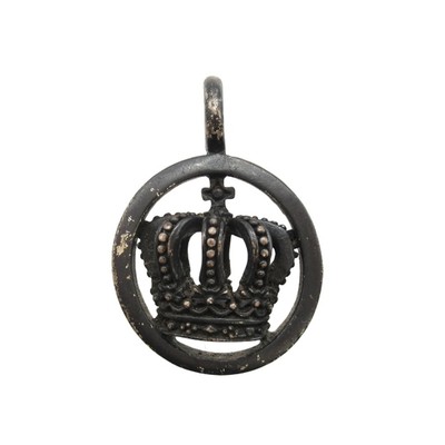 Justin Davis Black Finish Crown Pendant Top Necklace Charm 
