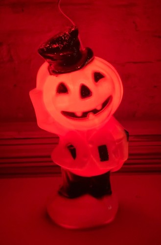 Vintage Halloween EMPIRE Orange Black PUMPKIN Top Hat 1969 Works Blow Mold - Picture 2 of 9