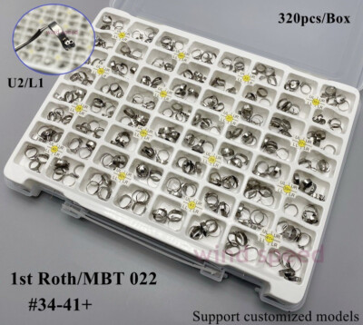 Kit De Bagues Orthodontiques Molaires - Acier Inox, Tailles #34 à #41, Système Roth/MBT 0.22, Neuf Pour Dentiste