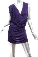 LANVIN Womens Purple Layered Tunic Long Top Sleeveless XL