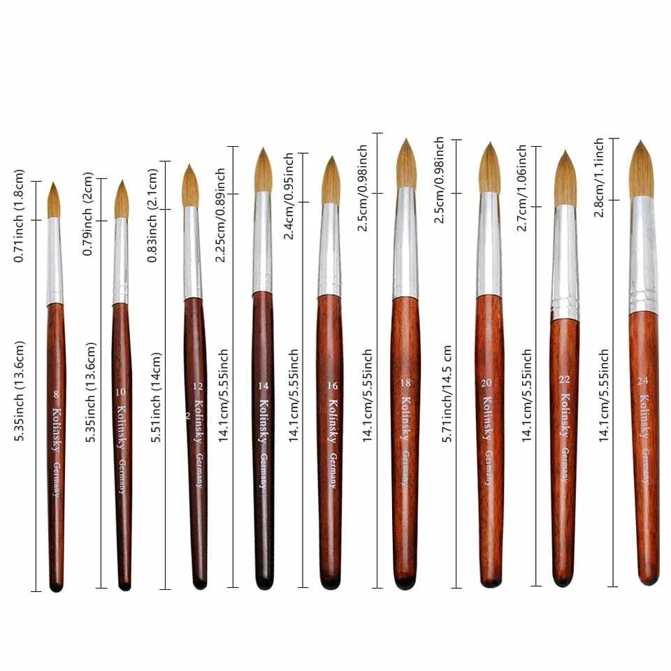 Acrylic Nail Brush Kolinsky Sable Hair Liquid Powder Crystal Pink Metal Handle