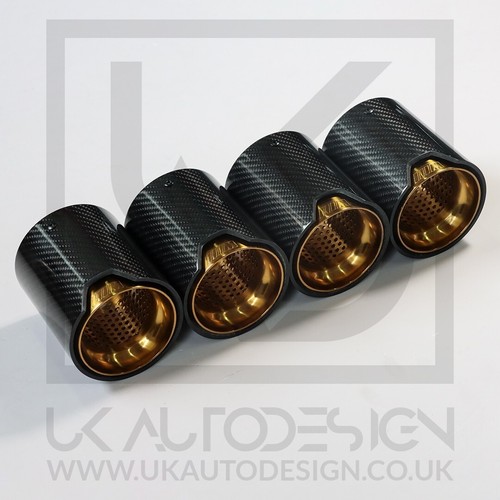 4 x BMW M5/M8 M Performance Gold Carbon Fibre Exhaust Tips (F90/F91/F92/F93) - Picture 3 of 7
