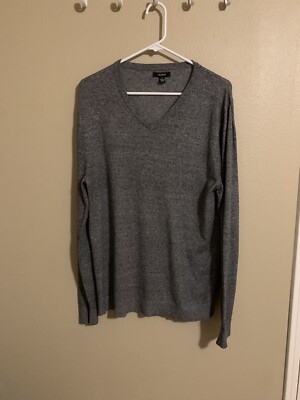 Men Alfani V-Neck Gray Sweater Cotton Nylon Used Good