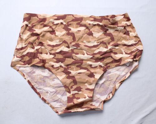 Cheek Boss Women's Seamless Stretch Mid-Rise Brief ZG3 Brown Camo Size 2XL NWT