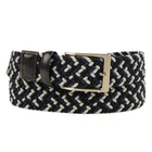 THE MENS STORE Black Blue Woven Stretch Rope Leather Trim Dress Belt 36 NWT
