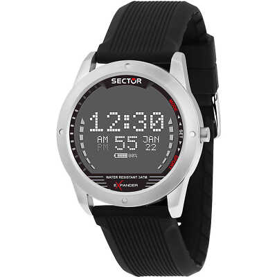 Orologio Uomo SECTOR EX-43 R3251239003 Silicone Nero Chrono Contapassi Battito