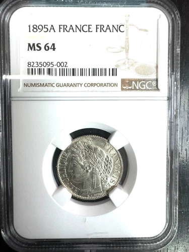 3EME Republic 1871-1940 - 1 Franc 1895 Paris - NGC Ms 64