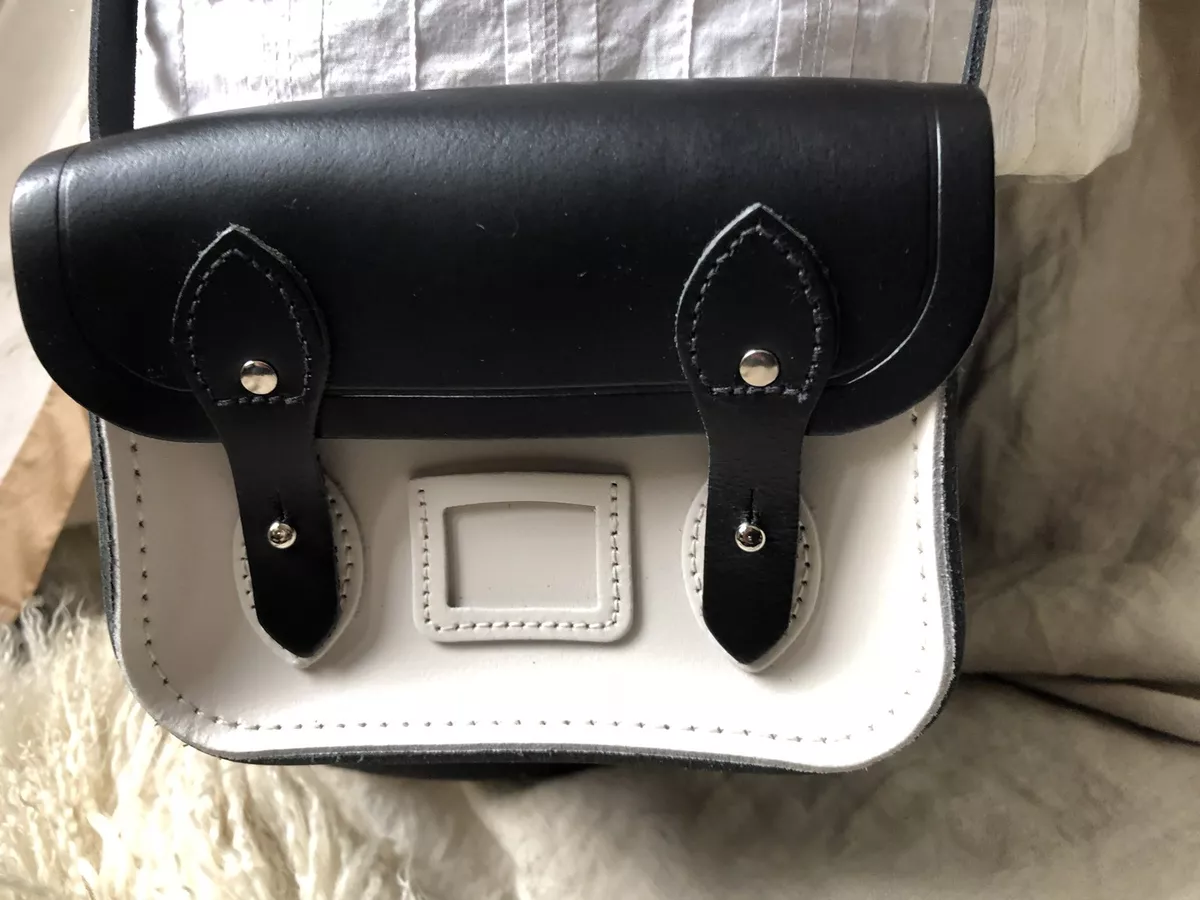 The Cambridge Satchel Comp NWOT Crossbody Tiny Satchel Black White Leather Bag