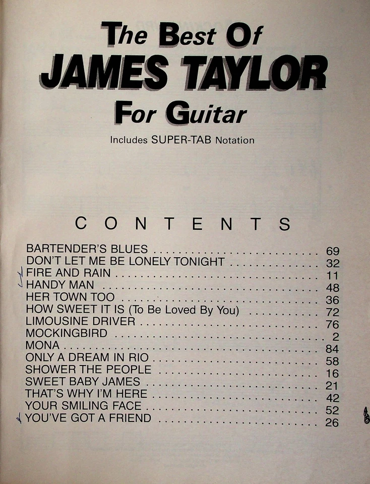 James Taylor The Best Of Guitar Tab Sheet Music Song Book - Image 2 of 4