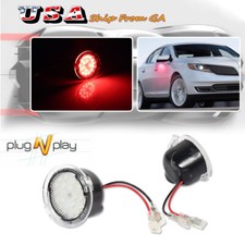 2x For Ford Edge Fusion Explorer LED Side Mirror Puddle Lights Clear Red Lamps