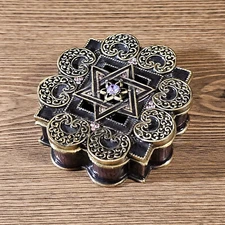 * STAR OF DAVID CRYSTAL & ENAMEL TRINKET BOX *
