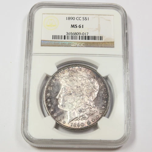 1890 CC CARSON CITY NGC MS61 - TONED Silver Morgan Dollar - $1 US Coin #44755A