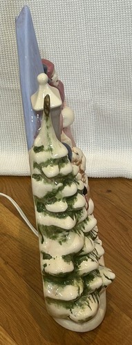 Vtg Atlantic Mold Ceramic Christmas Tree Carolers Lighted Figurine Hand Painted - Picture 10 of 20