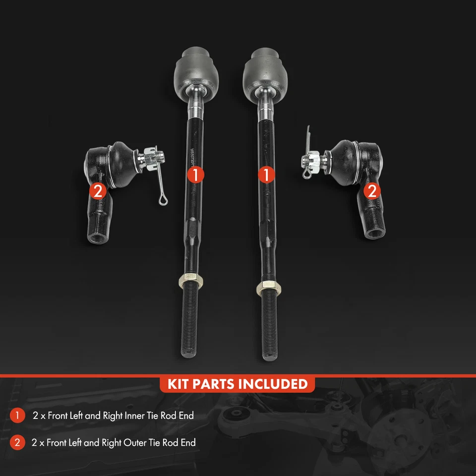 4x Kit de extremo de varilla de amarre interior y exterior delantero para Chevrolet Metro 98-01 dirección manual Foto 3 de 4