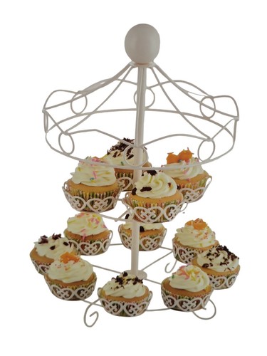 Metal Carousel Cupcake Holder, 2 Tier, 16-inch, White FREE SHIPPING FROM USA