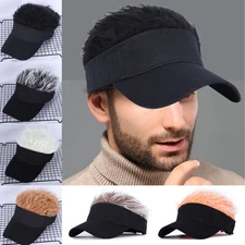 Men's Flair Hair Sun Visor Cap With Fake Hair Wig Baseball Peaked Hat Cap Unisex