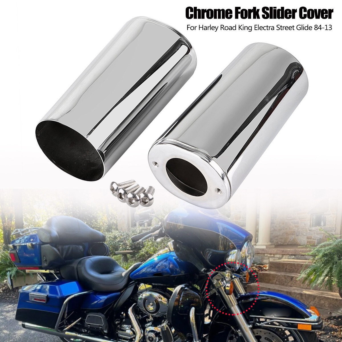 Chrome Fork Tube Slider Covers Cowbells Fit For Harley Fatboy 