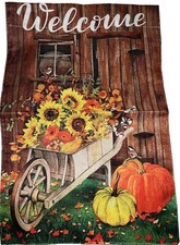 Pumpkin Welcome Flower Fall Garden Flag Double Side Decorative Yard Flag 12“×18”