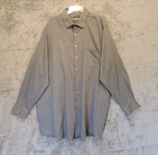 Van Heusen Shirt Mens 18.5 35/36 Tall Fit Gray Button Front Long Sleeve