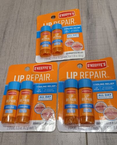 O'Keeffe's Cooling Relief Lip Repair Lip Balm for Dry, Cracked Lips, Stick, X 6 - Afbeelding 1 van 3