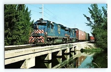 Florida East Coast Railroad Locomotives 418 and 421 North Miami FL VTG Postcard