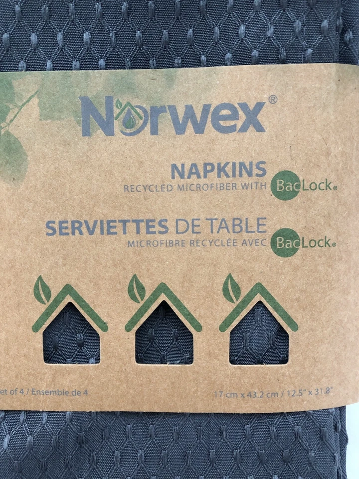 Norwex Napkins Granite Grey Recycled Microfiber BacLock Set Of 4 In Pack - NEW - Image 2 of 4