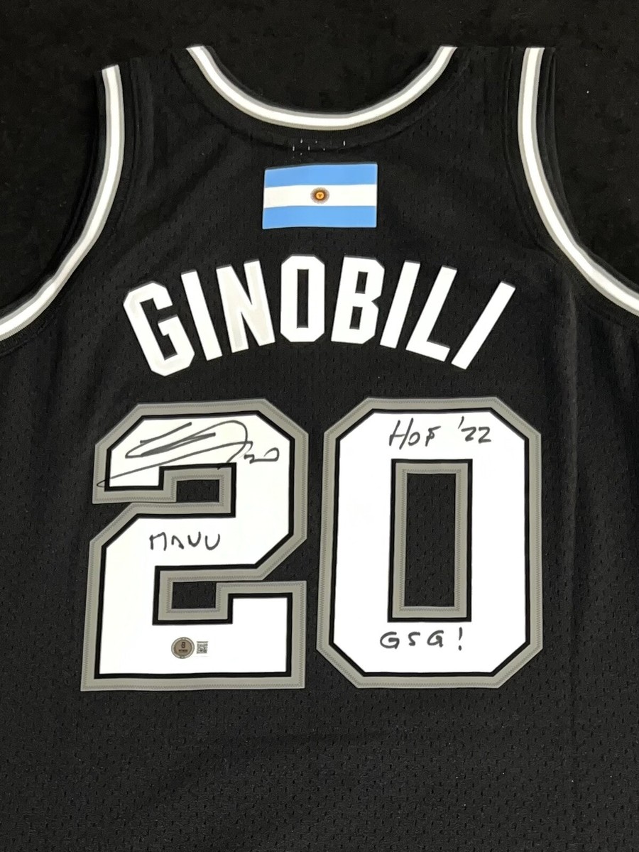 激レア‼️ 刺繍‼️NBAユニフォーム SA Spurs Manu Ginobili Manu Ginobili signed & inscribed San Antonio Spurs #20