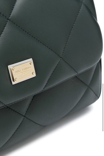 DOLCE & GABBANA GRAY Leather Sicily Handbag Shoulder Top Handle Bag Quilted DG - Picture 4 of 6