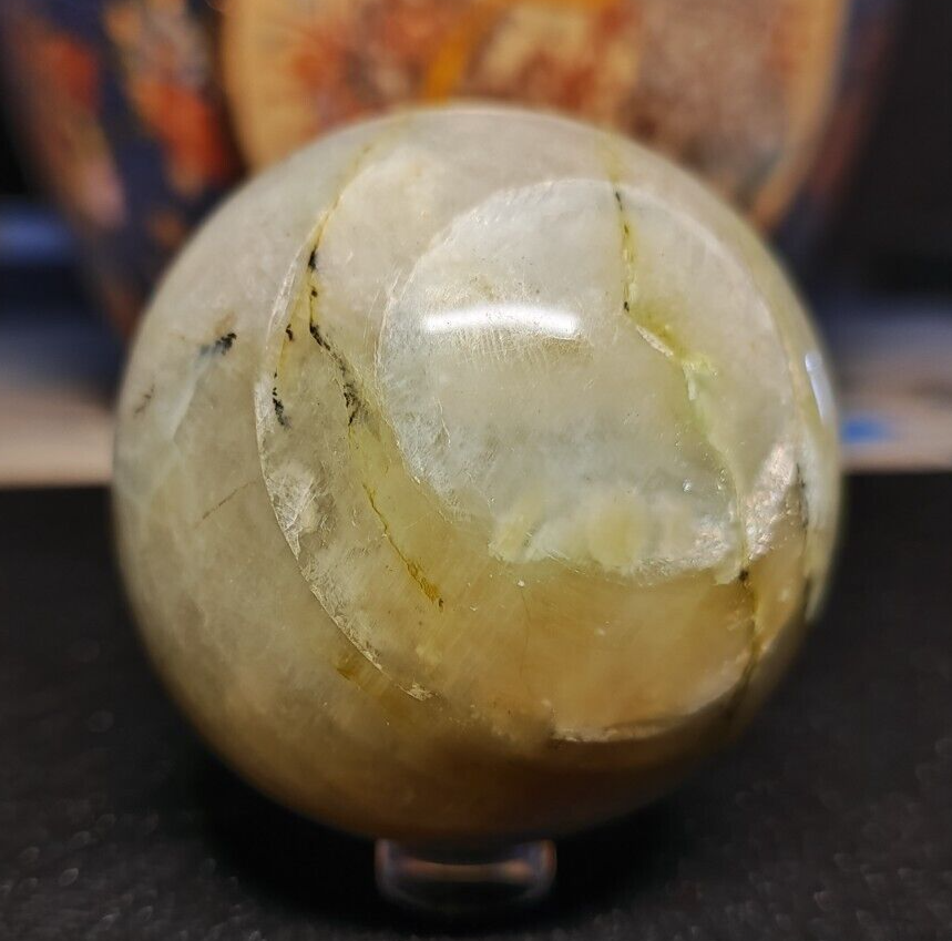 HDCRYSTALGIFTS Sfera Di Cristallo Con Lupo Inciso 3D - 60mm, Base Metallica, Decorazione Feng Shui